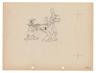 Lot #465 Donald Duck and Goofy production drawing from Mickey's Service Station - Image 1