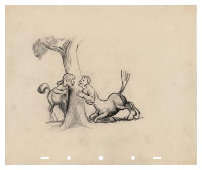 Lot #439 Male and female centaurs concept storyboard drawing from Fantasia - Image 1