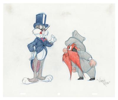 Lot #475 Bugs Bunny and Yosemite Sam original drawing by Virgil Ross - Image 1