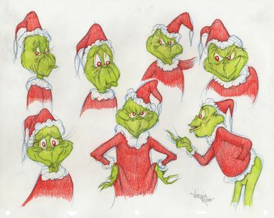 Lot #483 The Grinch original color model drawing by Virgil Ross - Image 1