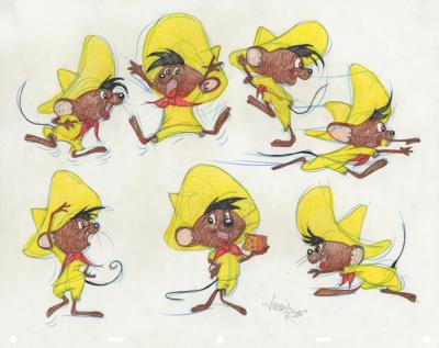 Lot #482 Speedy Gonzales original color model drawing by Virgil Ross - Image 1