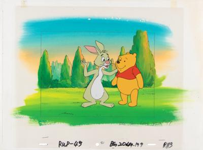 Lot #497 Winnie the Pooh and Rabbit production cel and production background from The New Adventures of Winnie the Pooh - Image 1
