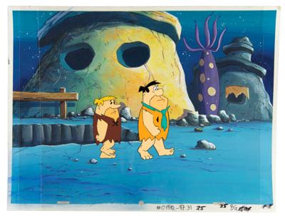 Lot #442 Fred Flintstone and Barney Rubble production cels and production background from a Fruity Pebbles television commercial - Image 1