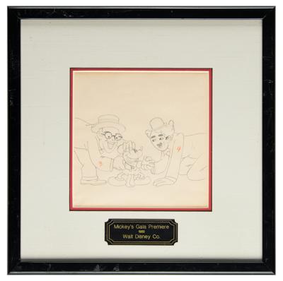 Lot #414 Mickey Mouse, Charlie Chaplin, and Harold Lloyd production drawing from Mickey's Gala Premiere