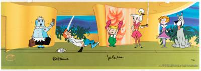 Lot #445 The Jetsons limited edition super panoramic hand-painted cel signed by Bill Hanna and Joe Barbera