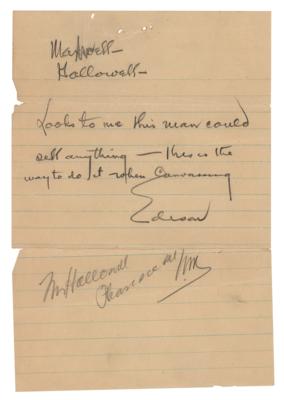 Lot #119 Thomas Edison Autograph Note Signed