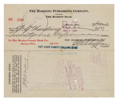 Lot #61 Warren G. Harding Document Signed - Image 1