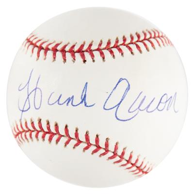 Lot #906 Hank Aaron Signed Baseball - Image 1