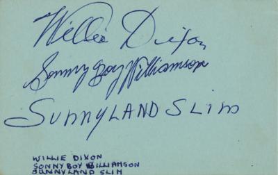 Lot #635 Willie Dixon, Sonny Boy Williamson, and Sunnyland Slim Signatures - Image 1