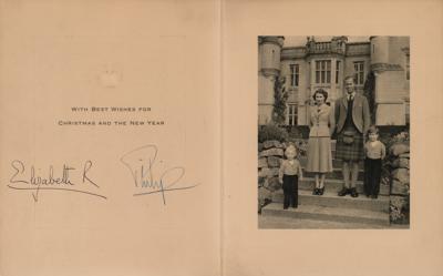 Lot #139 Queen Elizabeth II and Prince Philip Signed Christmas Card (1952) - Image 1