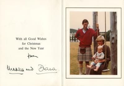 Lot #136 Princess Diana and King Charles III Signed Christmas Card (1983) - Image 1