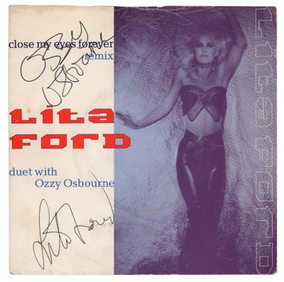 Lot #732 Ozzy Osbourne and Lita Ford Signed 45 RPM Record - Image 1