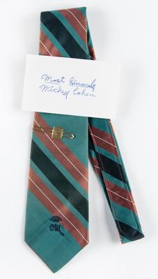 Lot #206 Mickey Cohen's Personally-Owned Tie and Tie Pin, and Signature - Image 1