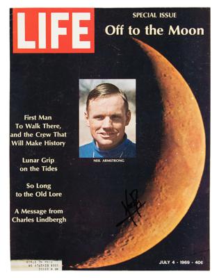 Lot #341 Neil Armstrong Signed Magazine Cover - Image 1