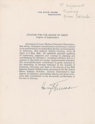 Lot #16 Harry S. Truman Document Signed as