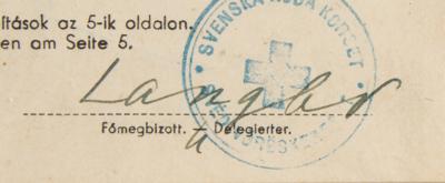 Lot #110 Valdemar Langlet Signed 1944 Swedish Red Cross 'Protection Letter' - Image 2