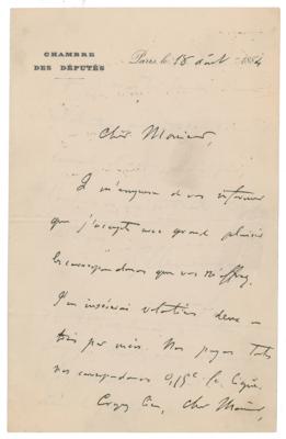 Lot #223 Georges Clemenceau Autograph Letter Signed - Image 1