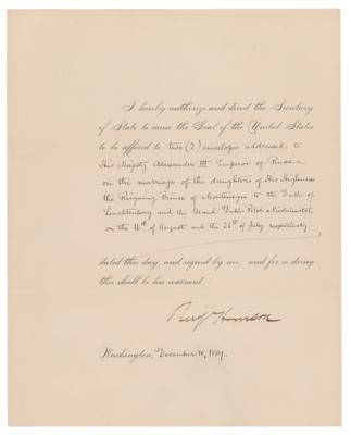 Lot #14 Benjamin Harrison Document Signed as President - Image 1