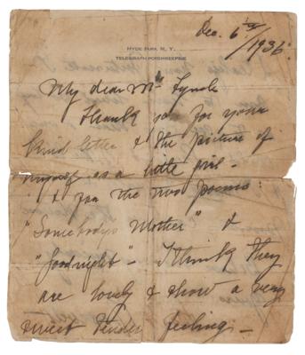 Lot #91 Sara Delano Roosevelt Autograph Letter
