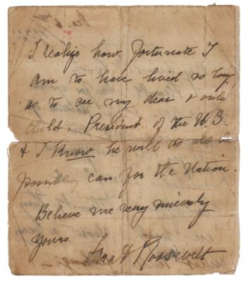 Lot #91 Sara Delano Roosevelt Autograph Letter Signed - Image 2