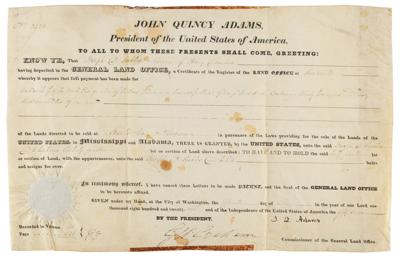 Lot #5 John Quincy Adams Document Signed as President - Image 1
