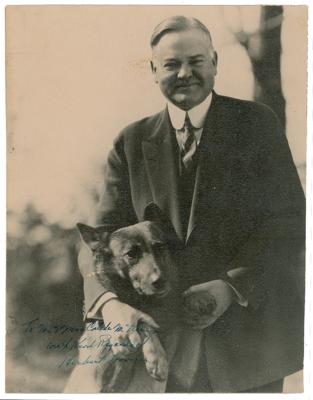 Lot #67 Herbert Hoover Signed Oversized Photograph - Image 1