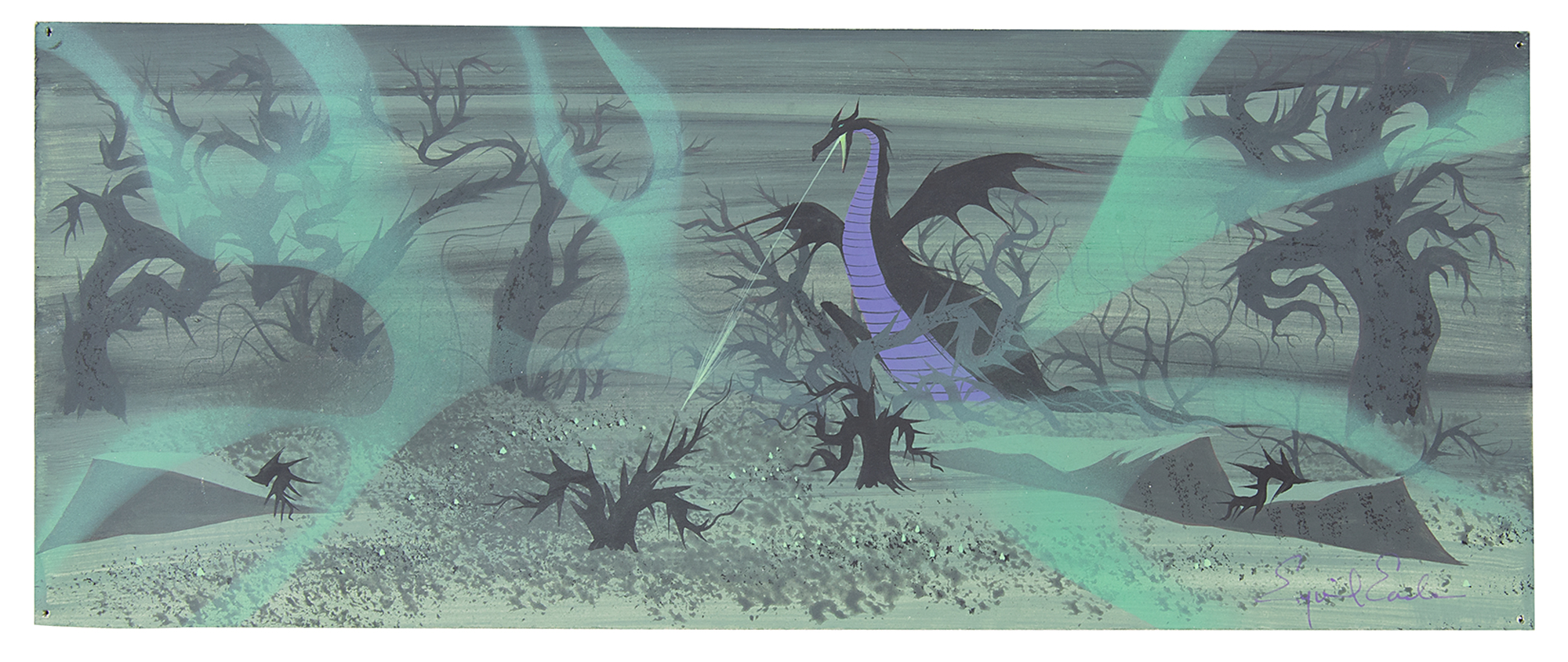 Lot #420 Eyvind Earle concept painting of Maleficent from Sleeping Beauty