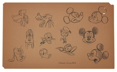 Lot #459 Frank Follmer model sheet drawing of Mickey Mouse, Donald Duck, and Pluto - Image 1