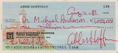 Lot #242 Abbie Hoffman Signed Check