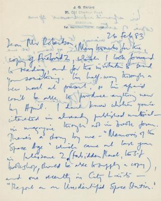 Lot #518 J. G. Ballard Autograph Letter Signed
