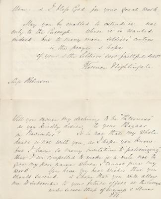 Lot #111 Florence Nightingale Autograph Letter Signed - Image 1