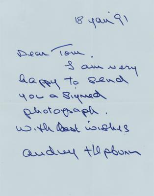 Lot #776 Audrey Hepburn Autograph Letter Signed