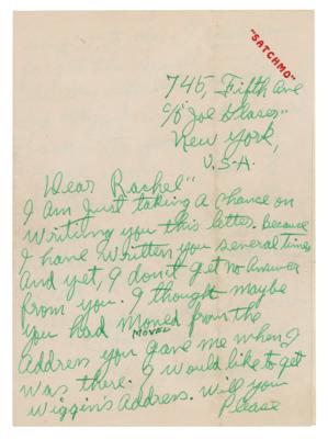 Lot #559 Louis Armstrong Autograph Letter Signed