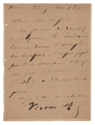 Lot #509 Victor Hugo Autograph Letter Signed