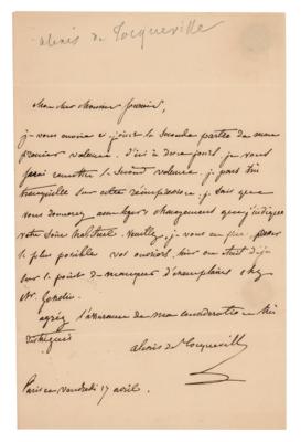 Lot #515 Alexis de Tocqueville Autograph Letter