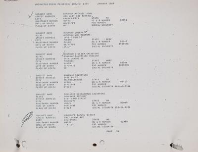 Lot #210 FBI Organized Crime Principal Subject List (1969) - Image 2