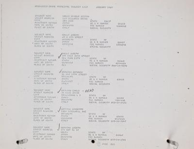 Lot #210 FBI Organized Crime Principal Subject List (1969) - Image 4