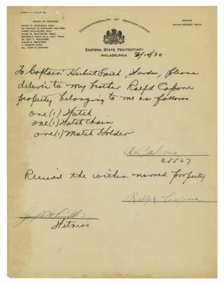 Lot #163 Al Capone and Ralph Capone Document Signed - Image 1