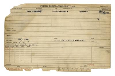 Lot #162 Al Capone and Ralph Capone (2) Signed Inmate Record Cards (1931) - Image 3