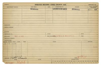 Lot #162 Al Capone and Ralph Capone (2) Signed Inmate Record Cards (1931) - Image 5
