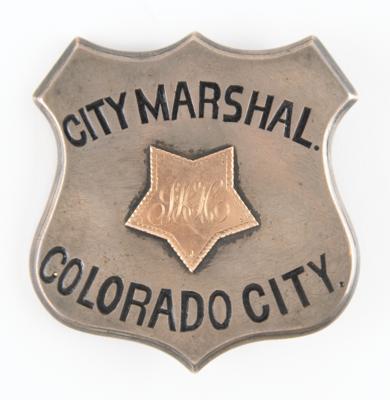 Lot #148 Robert Ford: 1891 Colorado City Marshal Badge Donated by Ford to John H. Holt  - Image 2