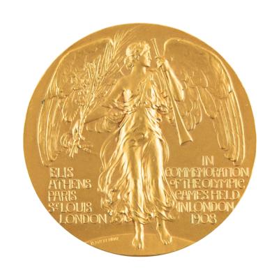 Lot #6025 London 1908 Olympics Gilt Bronze Participation Medal - Image 2