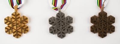 Lot #6153 Aleksei Grishin's FIS Freestyle World Ski Championships Gold, Silver, and Bronze Winner's Medals - Image 2