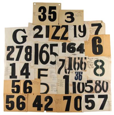 Lot #6038 1930s Track & Field Athlete Numbers Worn by IOC Member James Worrall