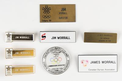 Lot #6352 Olympic Badges Lot of (8) Issued to IOC Member James Worrall - Image 1