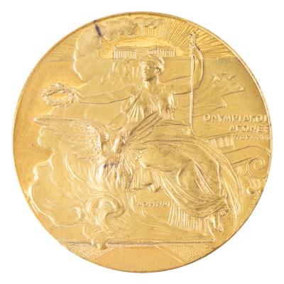 Lot #6004 Athens 1896 Olympics Gilt Bronze Participation Medal - From the Collection of IOC Member James Worrall
