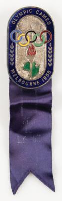 Lot #6073 Melbourne 1956 Summer Olympics. Chef de Mission Badge. Presented to IOC Member James Worrall - Image 1