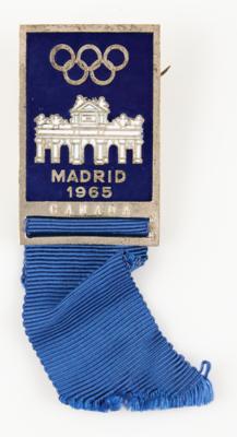 Lot #6097 63rd IOC Session in Madrid, 1965. IOC Badge Presented to Member James Worrall - Image 1