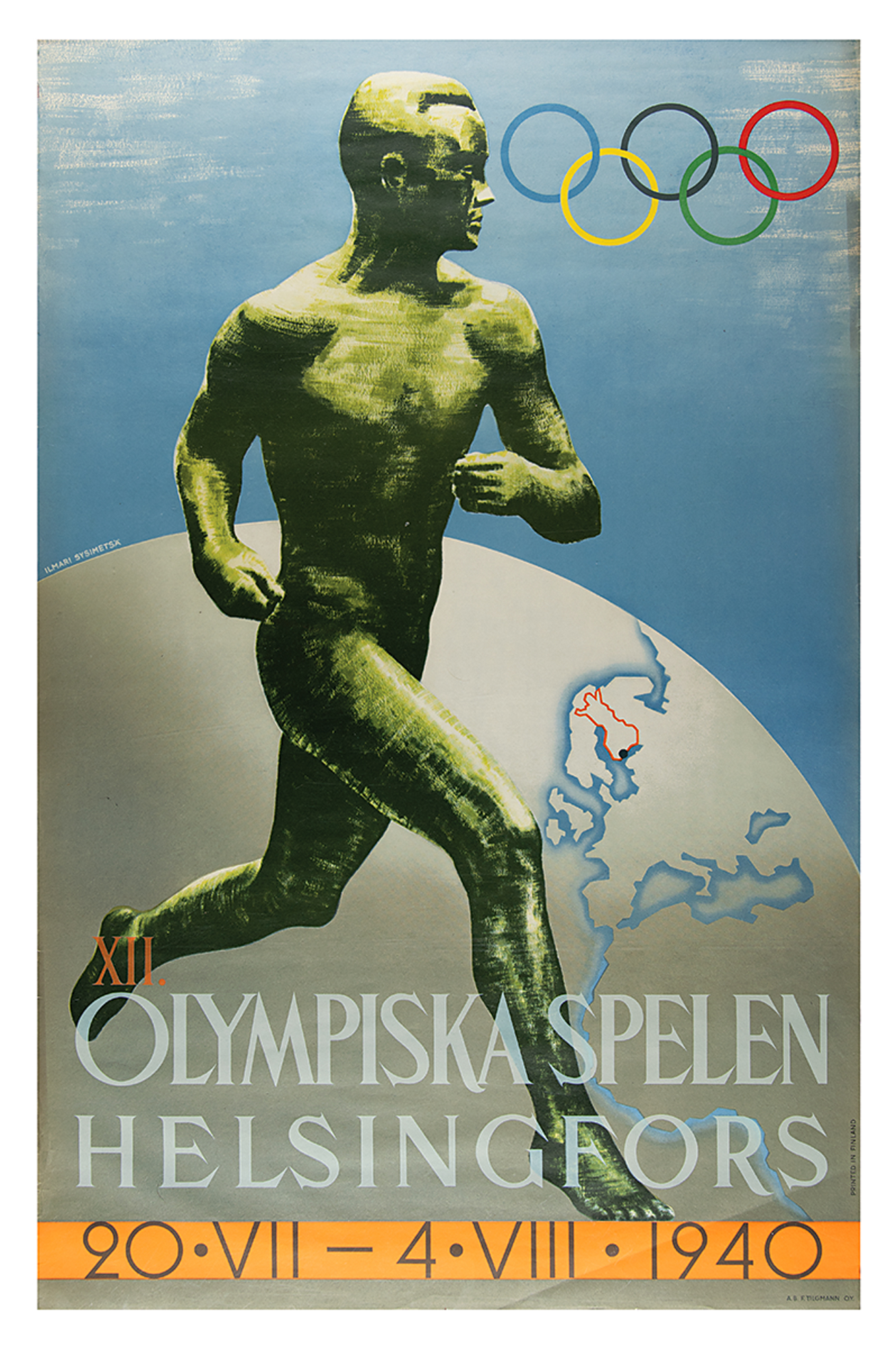 Helsinki 1940 Summer Olympics Poster RR Auction Helsinki 1940 Summer Olympics Poster RR Auction
