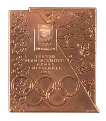 Lot #6364 Lillehammer 1994 Winter Olympics Copper Participation Medal - From the Collection of IOC Member James Worrall - Image 1